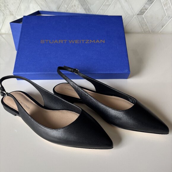 Stuart Weitzman Shoes - Stuart Weitzman Black Slingback Pointed Toe Flats New with Box